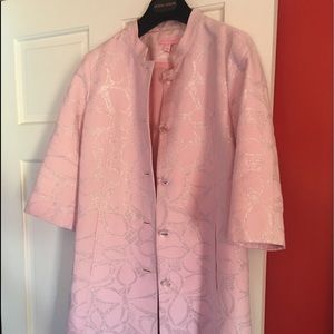 Lilly Pulitzer pink and silver button up coat